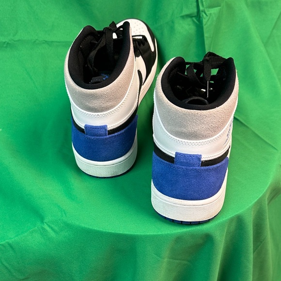 Jordan Ones Black, White, and Blue Sneakers - Picture 3 of 4